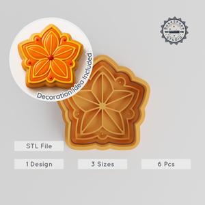 Flower Cookie Cutter & Stamp Set, Festive Blossom Design, S/M/L Sizes, Perfect for Fondant & Cookies PRODUCT_928