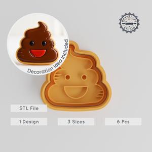 Poop Cutter & Stamp Set, Cookie & Fondant Cutter, Happy Emoji Design, 6 Pieces, Includes S/M/L Sizes PRODUCT_377