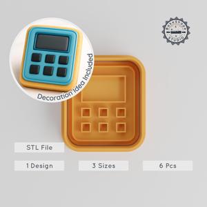 Calculator Shape Cutter & Stamp, Cookie & Fondant Decor Tool, Set of 6, S/M/L Sizes PRODUCT_556
