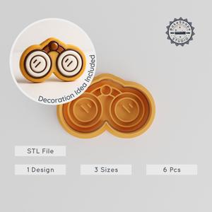Binoculars Shape Cutter & Stamp, Cookie & Fondant Tool Set, 3 Sizes, Exploration & Spyglass Theme PRODUCT_1093