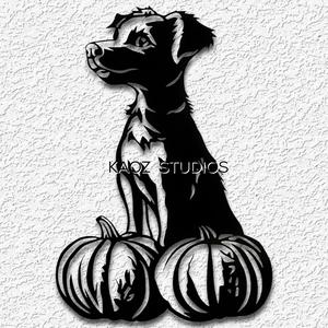Dog with Pumpkins Wall Art Autumn decor Fall Puppy