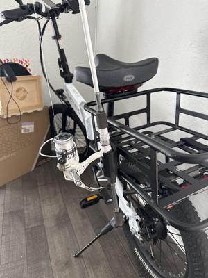 Lectric E-Bike Cargo Basket Fishing Rod Holder