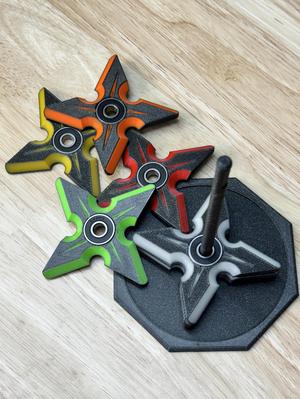 Ninja Star (Shuriken) Fidget Spinner Fidget Toy (Kid Friendly) & Stand