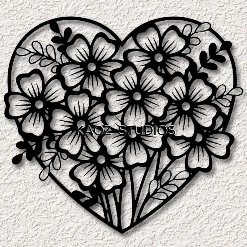 heart with flowers wall art valentines day wall decor love decoration