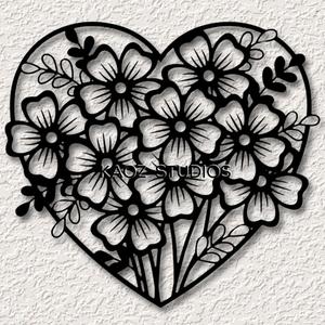 heart with flowers wall art valentines day wall decor love decoration