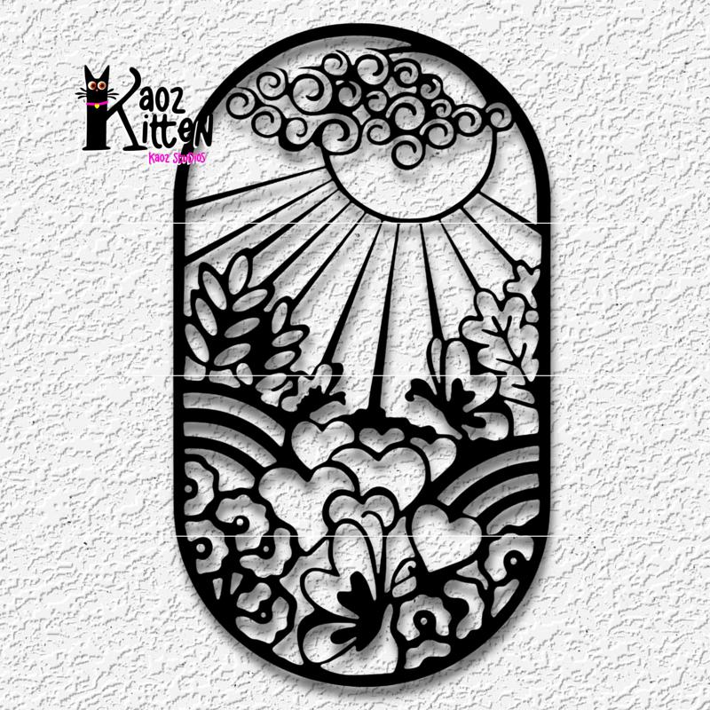Sun capsule stained glass wall art dopamine decor