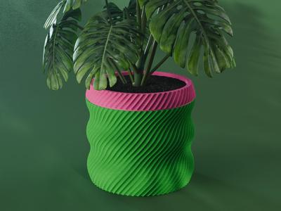 Hana Planter Pot, Scalloped Reverse Diagonal | Small, Medium, Large | Self Watering and Drip Tray 