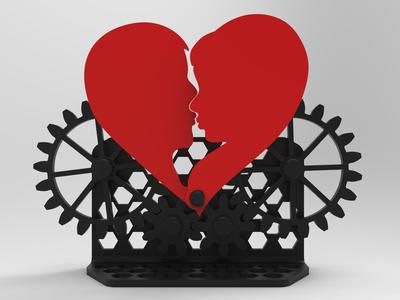 Kissing Couple Heart 100% printable