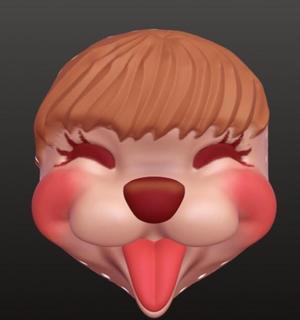 Rushton Laughing Puppy art doll face