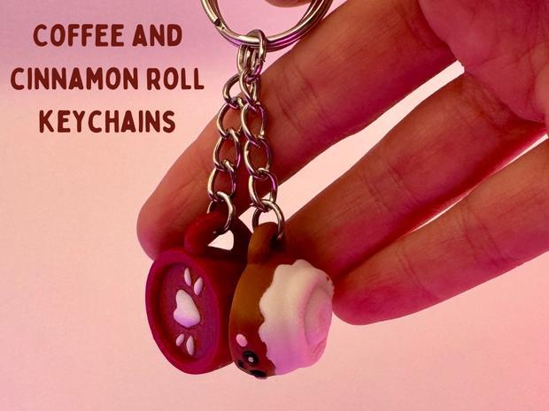 Coffee and Cinnamon Roll Keychains