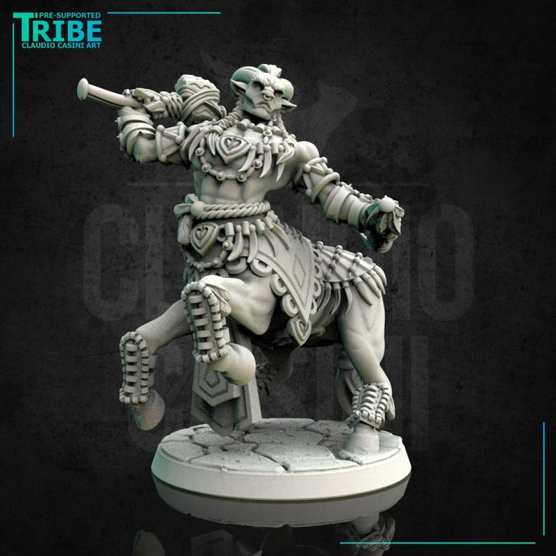 (0115) Male centaur warrior barbarian with hammer