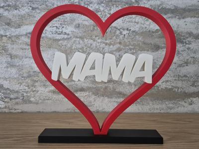 Mother's Day Heart with Inscription 3D
