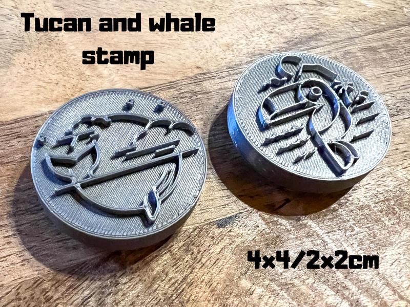 Stamp tucan and whale (two sizes)