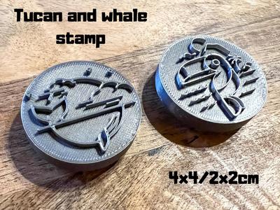Stamp tucan and whale (two sizes)