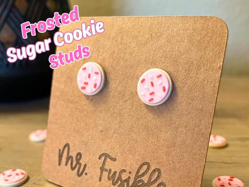 Valentines Frosted sugar cookie stud earrings