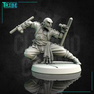 (0162) Male human tiefling half-orc firbolg elf monk with sticks