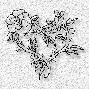 heart with rose vines wall art valentines day love home decor