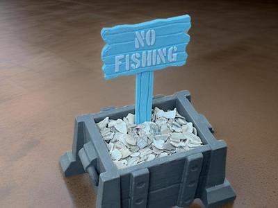 Aquarium no fishing sign post