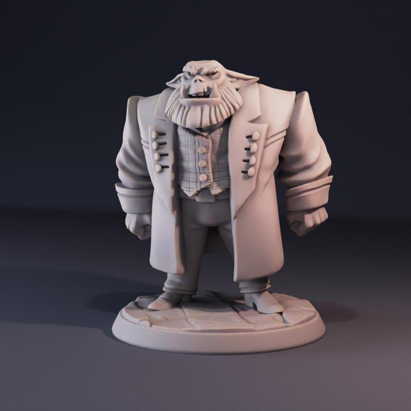 32mm Scale Half-Orc Mob Boss, Investigator, or Monk