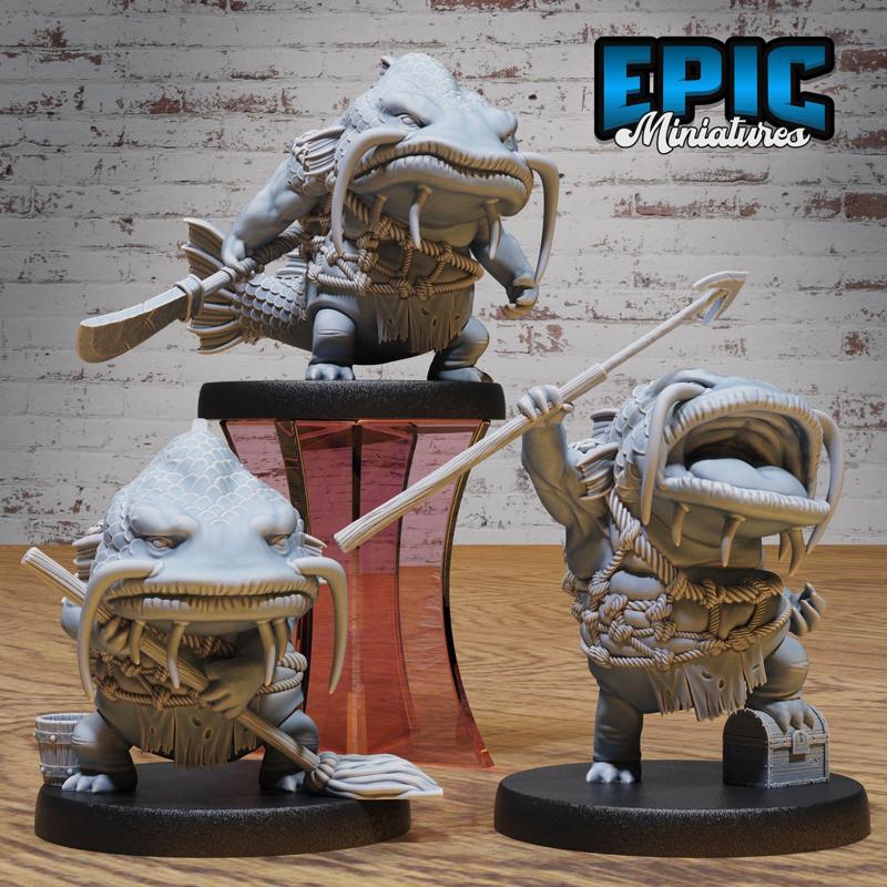 Catfish Folk Set / Fish Tribe Warrior / Underwater Fighter / Sea Creature / Underwater Animal Beast / Water Predator / Humanoid Evil Swimmer / Aqua Monster / River War Army / Ocean Encounter