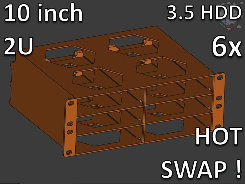 10 inch Rack 2U : 6 x 3.5 inch HDD - HOT SWAP !