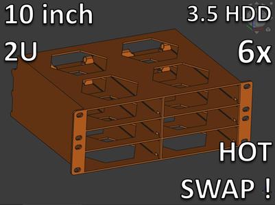 10 inch Rack 2U : 6 x 3.5 inch HDD - HOT SWAP !