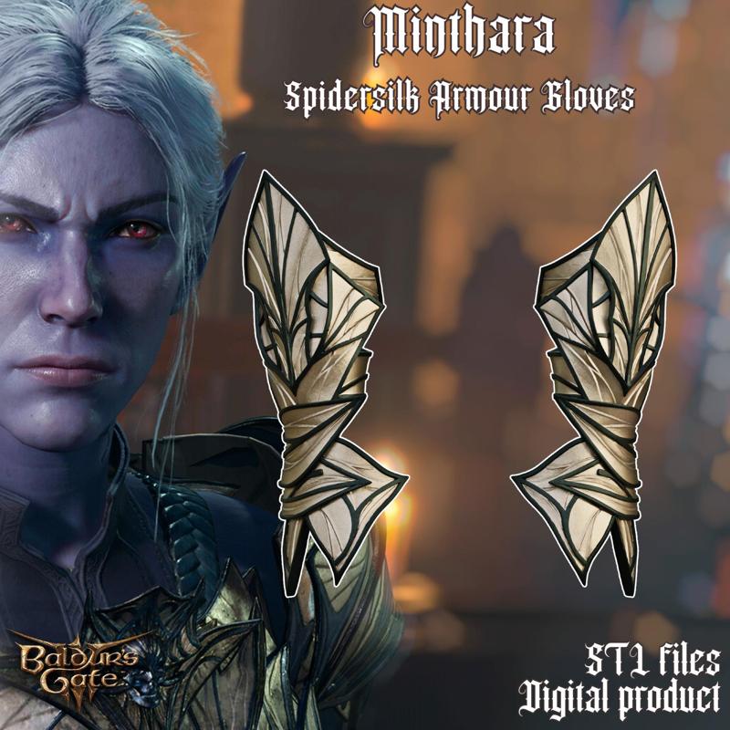 Fantasy Minthara Spidersilk Gloves Armor Baldurs Gate 3 STL