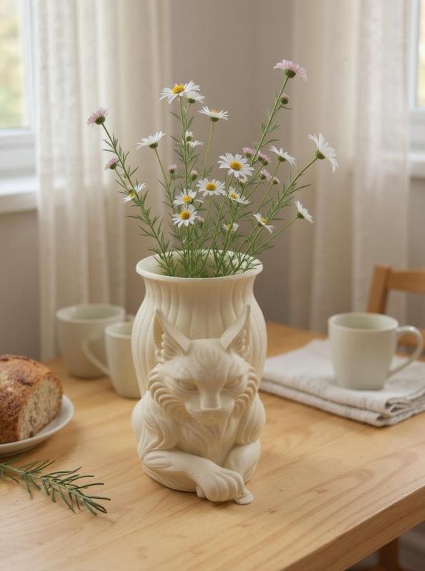 Guardian of the Morning – Lynx Flower Vase