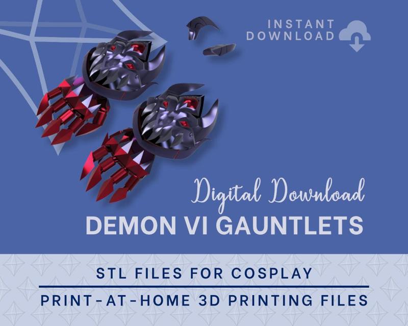 VI Demon Skin Gauntlets STL FILES [League of Legends] Cosplay Prop | 3D Print Files | Instant Downlo