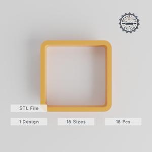 Square Shape Cutter Set, 18-Piece Geometric Box & Frame, 18 Sizes 0.75"-5.00" Cookie & Fondant Mold PRODUCT_109