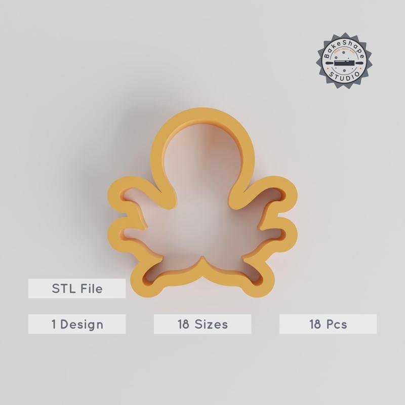Octopus Shape Cutter Set, 18 Sizes for Cookies, Fondant & Clay, Ocean Creature Design, Marine Animal Decoration Tool PRODUCT_2724