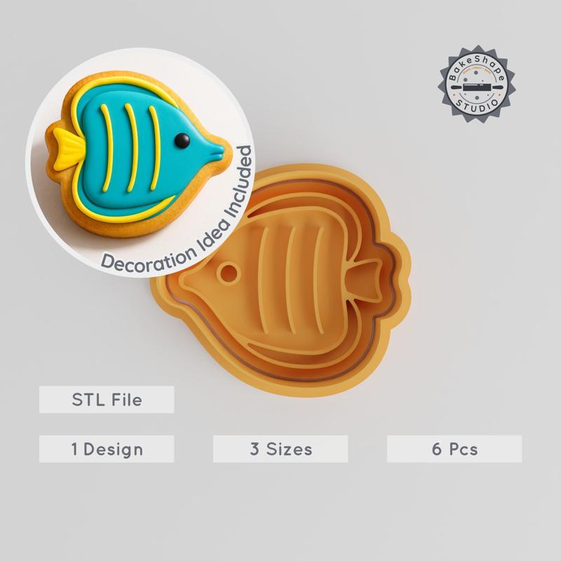 Tropical Fish Shape Cutter & Stamp Set, Ocean Cookie or Fondant Mold, Small Medium Large, Marine, Sea, Aquatic Theme PRODUCT_1153