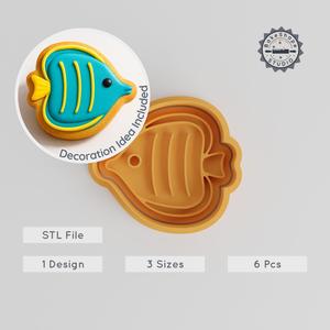 Tropical Fish Shape Cutter & Stamp Set, Ocean Cookie or Fondant Mold, Small Medium Large, Marine, Sea, Aquatic Theme PRODUCT_1153