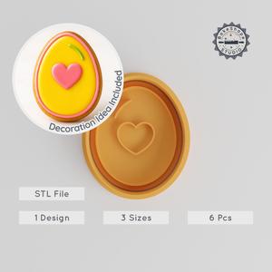 Easter Egg Shape Cutter & Stamp Set, Perfect for Cookies & Fondant, 3 Sizes S/M/L, 6 Piece Pack for Spring & Holiday Baking PRODUCT_58
