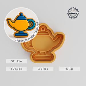 Magic Lamp Cookie & Fondant Shape Cutter and Stamp Set, Fantasy Lantern Design, 3 Sizes, 6 Pieces PRODUCT_245