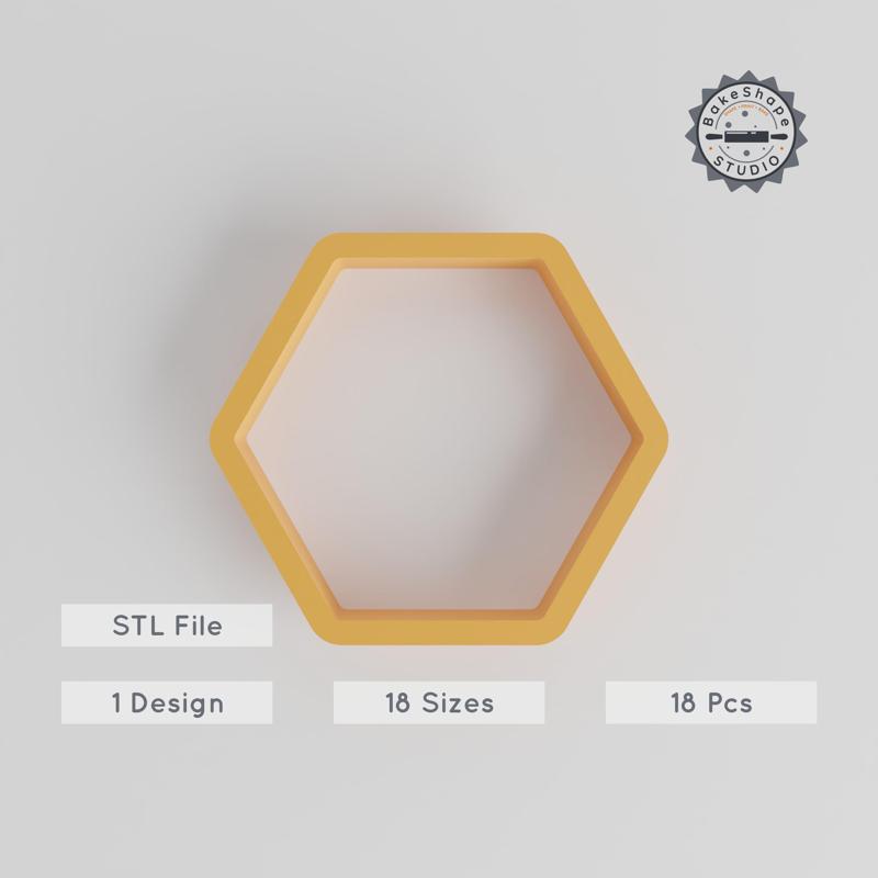 Hexagon Shape Cutter Set, 18 Sizes, Perfect for Cookies, Fondant & Clay, Geometric Six Sides, Polygon Design PRODUCT_1164