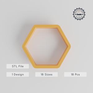 Hexagon Shape Cutter Set, 18 Sizes, Perfect for Cookies, Fondant & Clay, Geometric Six Sides, Polygon Design PRODUCT_1164