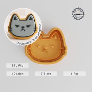Mad Shape Cutter & Stamp, Cookie & Fondant Design, 3 Sizes Set, Angry Face, Unhappy Expression, Feeling Theme PRODUCT_827