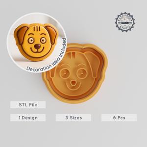 Animal Smile Shape Cutter & Stamp, Cookie & Fondant Set, S/M/L, 6 Pieces, Dog Emoji Design PRODUCT_889