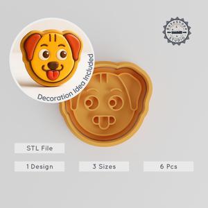 Heated Animal Cookie Cutter & Stamp Set, Wildlife Dog Design, Fondant & Cookie Shapes, S/M/L, 6 Piece Collection PRODUCT_881