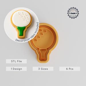 Golf Shape Cookie Cutter & Stamp Set, Perfect for Fondant, 3 Sizes S/M/L, 6-Piece Collection for Sports Lovers PRODUCT_611