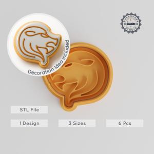 Leo Zodiac Shape Cutter & Stamp Set, Cookie & Fondant Tool, 3 Sizes, 6 Piece Astrology Lion Design PRODUCT_774