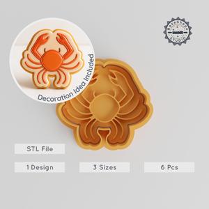 Cancer Zodiac Cookie Cutter & Stamp Set, 6-Piece Bundle, Crab Sign Shape, Astrology & Horoscope Design, S/M/L Sizes PRODUCT_773