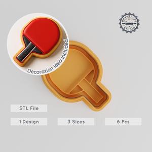 Table Tennis Shape Cutter & Stamp, Cookie & Fondant Tool Set, 3 Sizes S/M/L, Sport Paddle Design PRODUCT_607