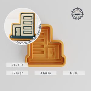 Building Shape Cutter & Stamp, Cookie & Fondant, Office Tower Design, 6 Piece Set, S/M/L Sizes PRODUCT_548