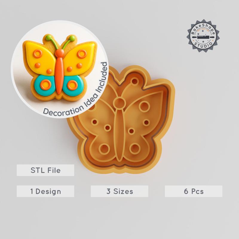 Butterfly Shape Cutter & Stamp Set, Perfect for Cookies & Fondant, Includes 3 Sizes, Nature & Spring Theme PRODUCT_479
