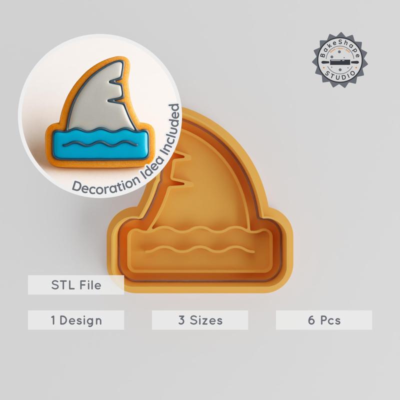 Shark Fin Ocean Shape Cutter & Stamp, Cookie & Fondant Tool Set, Small Medium Large, 6-Piece Marine Fin Collection PRODUCT_1137