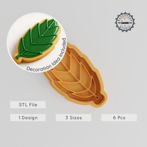 Leaf Shape Cutter & Stamp Set, Cookie & Fondant Tool, Nature-Inspired, 6-Piece Collection, Sizes S/M/L, Plant Design STL PRODUCT_1019
