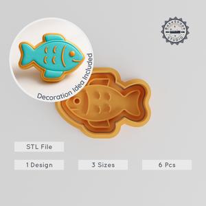 Fish Shape Cutter & Stamp Set, 3 Sizes, Perfect for Cookies & Fondant, Sea & Ocean Theme PRODUCT_1101