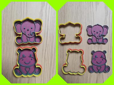 Elephant Hippo Cookie Cutter Playdoh Stamp Form